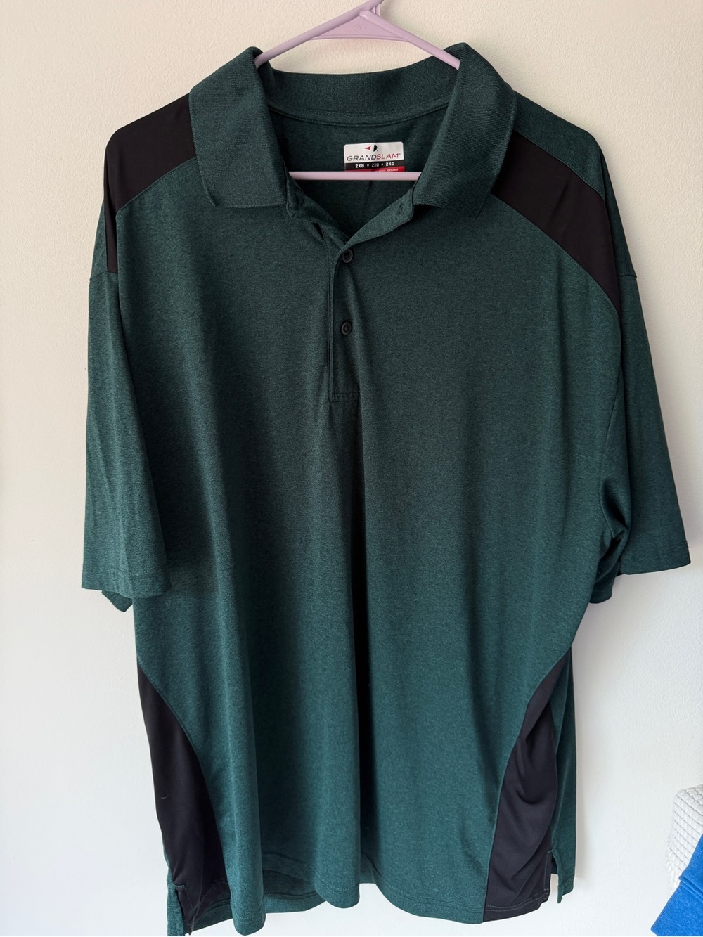 Grand Slam Men’s Forest Green Polo with Black Contrast Panels